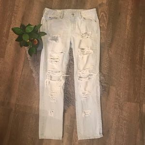 Gap 1969 real straight destructed light wash jean